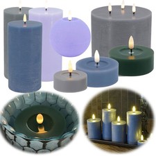 LED 3D Stumpenkerze Teelicht Ribe Rustic Echtwachs flackernde flammenlose Kerze