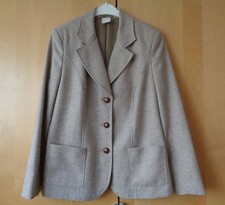 Damen Blazer Tweed Damenjacke Sakko Gr. 42 ~ beige-braun ~ 50% Wolle