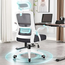 ALFORDSON Ergonomischer Bürostuhl dynamische Lordosenstütze Weiß Drehstuhl