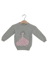 IL GUFO Pullover Kinder Mädchen Gr. 80 (12M) Grau Prinzessin Applikation Wolle