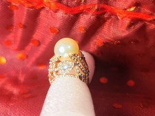 Elegant Perle Ring Mit Steine