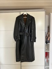 Schwarzer Ledermantel 50er Jahre Vintage  Größe 50 Dickes Leder