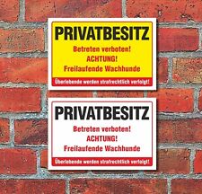 Schild Privatbesitz Betreten verboten Freilaufender Hund 3 mm Alu-Verbund