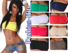 Bustier BH Sport Top Push Up Bauchfrei Bandeau Tube Top viele Farben 34 36 38