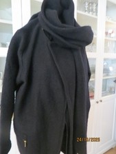 Lagenlook 100%Schurwolle Gekochte Wolle Walk Mantel mit Schal HUBERT