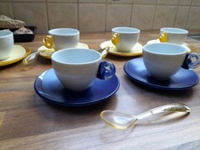 Vintage GUZZINI Recanati Espresso Set, 6 Tassen, 6 Teller, 5 Teelöffel, Modern
