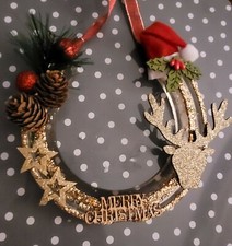 Weihnachten Hufeisen Deko Stalltür Reitermotiv