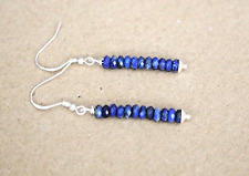 4 mm Facettiert Lapislazuli Edelstein  925 /Silber  Ohrringe ,5cm lang (Kan-21)