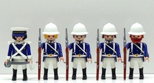 5 x KOLONIAL SOLDAT BLAU WEISS Playmobil zu Empire Tropenhelm Tasche Custom RAR