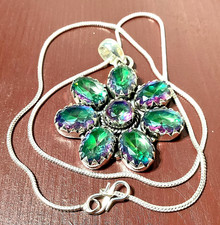MYSTIC TOPAS Edelstein 925 Sterlingsilber Schmuck ANHÄNGER HANDGEFERTIGTM KETTE