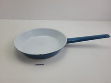 Pfanne Tiegel Emaille weiß blau Ø 25cm DDR Vintage Haushalt #259487