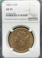 4415-08 1880 S  $ 20 Dollar USA Liberty Gold DoubleEagle  NGCAU 55 Auflag 836000