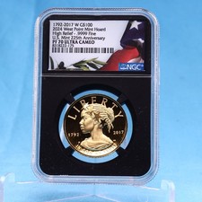 USA 100 $ 2017 W American Liberty 1 Oz Gold 99.99 Proof High Relief NGC PF 70