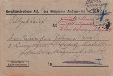 Sinzig, 1916,Dienstumschlag Gericht,  als Feldpost, Bonn, Zurück, "ins Feld...