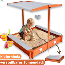 Sandkasten mit Dach Deckel Holz Sandkiste Sandbox Spielhaus mit Sitzbänken