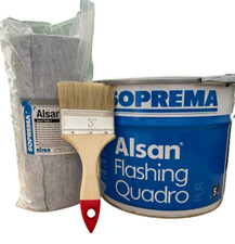 3 tlg Set ALSAN Flashing Quadro  5,0 kg  Flüssigkunststoff + Fleece + Pinsel