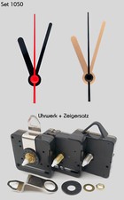 Quarz Uhrwerk mit Zeigersatz 50 mm Alu 5 cm lautlos leise Uhrzeiger schwarz gold