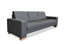Graues Echtleder 3 er Sofa 230 cm Echt Leder Couch Ledersofa Rindsleder Volleder