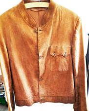 Herren Lederjacke Wildleder Kürschner-Arbeit ca. Gr. 48 braun
