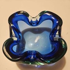 Aschenbecher Glas Murano blau-grün-transparent sehr selten 