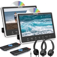 2x12" Full HD Auto TV Kopfstütze DVD Player Monitor HDMI USB Für Kinder+Kopfhöre