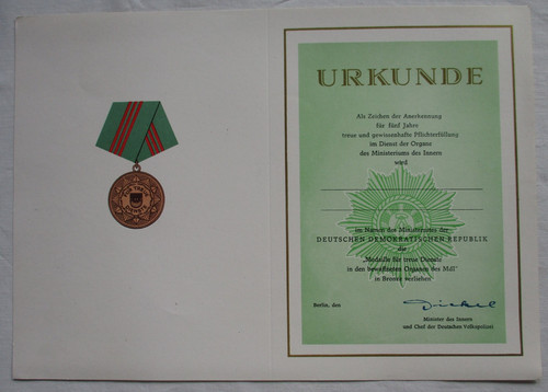 Ddr urkunde medaille treue - ddr,