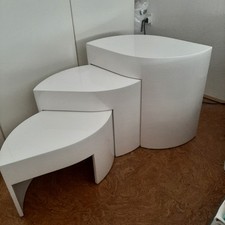 Elements 3er Set Beistelltische, Couchtisch-Set, Blumenhocker, , Weiß