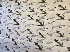 Baumwollstoff Digital Druck "Anker & Möwe" Maritim