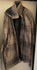 Regenmantel TARTAN Karos XL/XXL  Damen H&M Beige/Taupe lang Kapuze verstellbar 