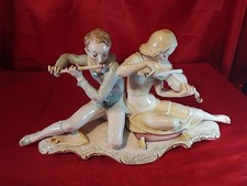 ANTIKE HUTSCHENREUTHER PORZELLAN MUSIKER MUSIZIERENDES PAAR FLÖTE SONATE (5056)