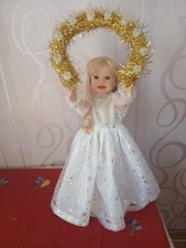 Lichterpuppe elektrisch beleucht. groß Christkind Bornkindl  weiß/gold  Erzgeb.