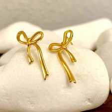 Schleifen Ohrring Ohrstecker 925 Sterling Silber 18K Gold Damen