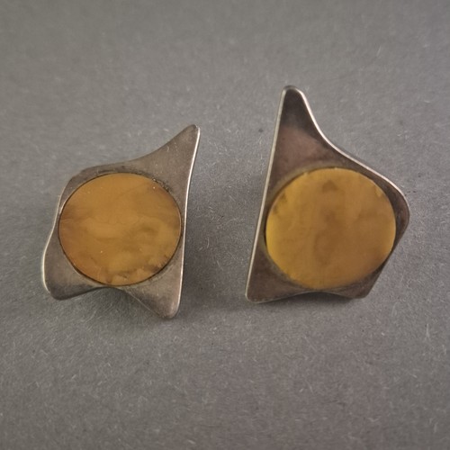 Silber ohrclips mit bernstein - silber-ohrclips,