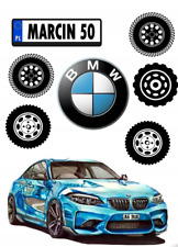 Auto Essbar BMW Car Reifen Tortenaufleger Torte Zuckermasse Geburtstag + TEXT