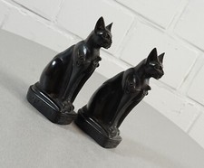 Paar Ägyptische Stein Speckstein ? Figuren Katzen Katzengöttin Bastet Re Vintage