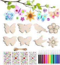 57 Stück Holz Basteln Kinder,Schmetterling Bastelset Holzanhänger zum Bemalen,Ga
