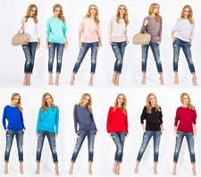 Damen Longshirt langarm Shirt Bluse mit Fledermausärmel Top