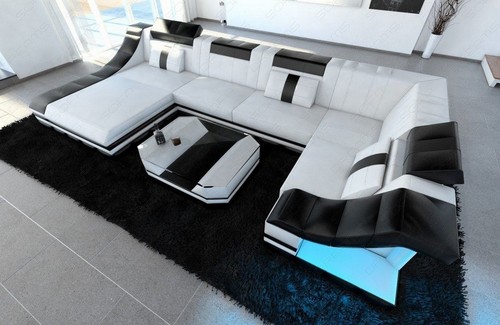 Leder wohnlandschaft sofa led - leder,