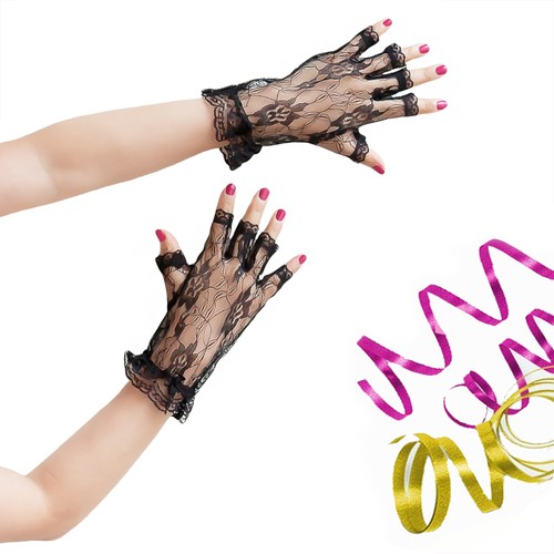 Netzhandschuhe schwarz mit - netzhandschuhe,