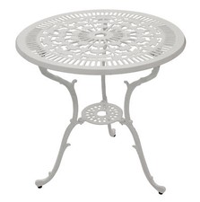 Gartentisch Gartenmöbel Alu Metall Alutisch LUGANO 70cm weiß, wetterfest 2. WAHL