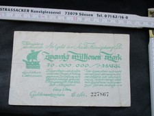 Münzen-Papiergeld-20 Millionen 1923,Inflation,Königsberg-Ost-Westpreussen