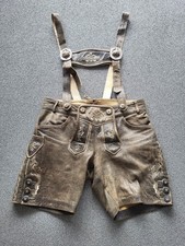 MARJO LEDER  Trachten Hose Kurz mit Träger Braun GR 36