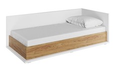 Polsterliege Einzelbett 90x200cm weiß Hickory Oak Matratze Bettkasten 77136553