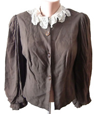 Bluse Jacke S M historisch braun Kragen aus Spitze Puffärmel viktorianisch ?