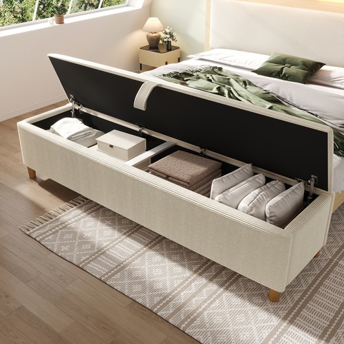 Bettbank 145x38cm beige cord - bettbank,