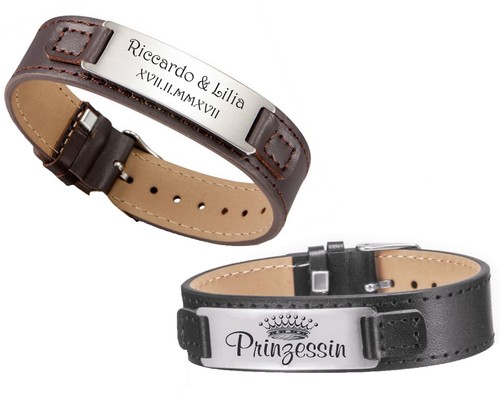 Leder armband mit - id,
