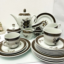 Royal Copenhagen Tranquebar Braun Braune Rose Kaffeeservice 21 tlg 6 Personen