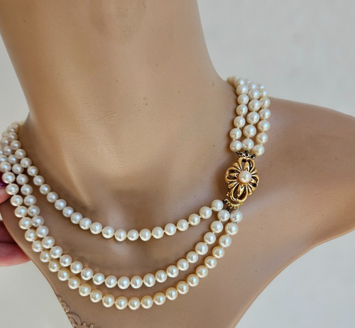 750 gold perlenkette reihig - 750,