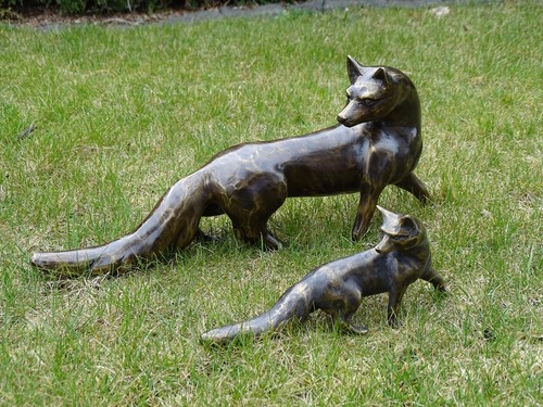 Bronze skulptur idyl fuchs - bronze-skulptur,