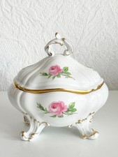 Meissen Porzellan Zuckerdose Rote Rose 1. Wahl Goldrand